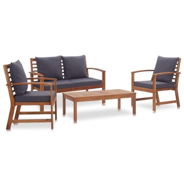 vidaXL 4 pcs conjunto lounge de jardim c/ almofadões acácia maciça