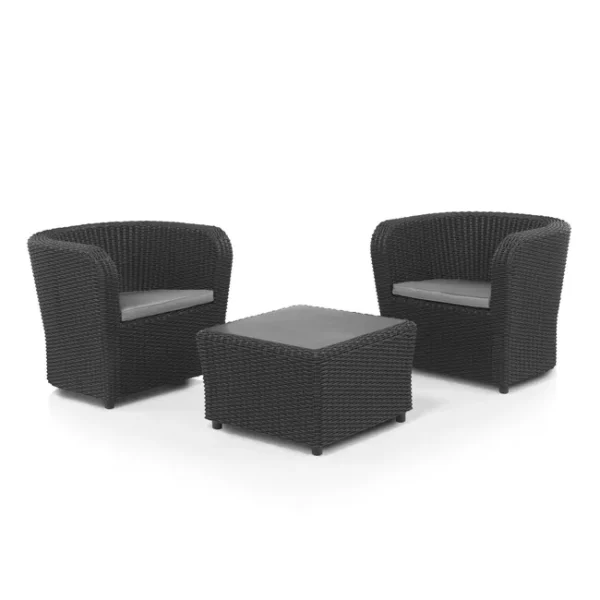 Shaf - Nova Tête à Tête | Set Muebles de Jardin de Color Antracita | Fabricado en España con Materiales Reciclados