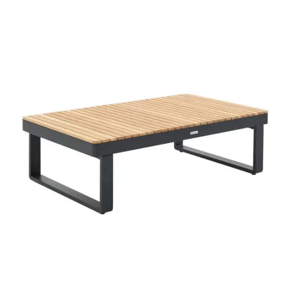 Mesa centro em madeira teca e alumínio 115x70 cm cinzento escuro Naterial Persea