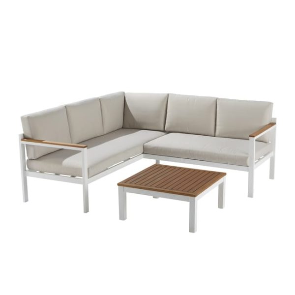 Conjunto jardim relax sofá e mesa alumínio branco/bege Oris II Naterial