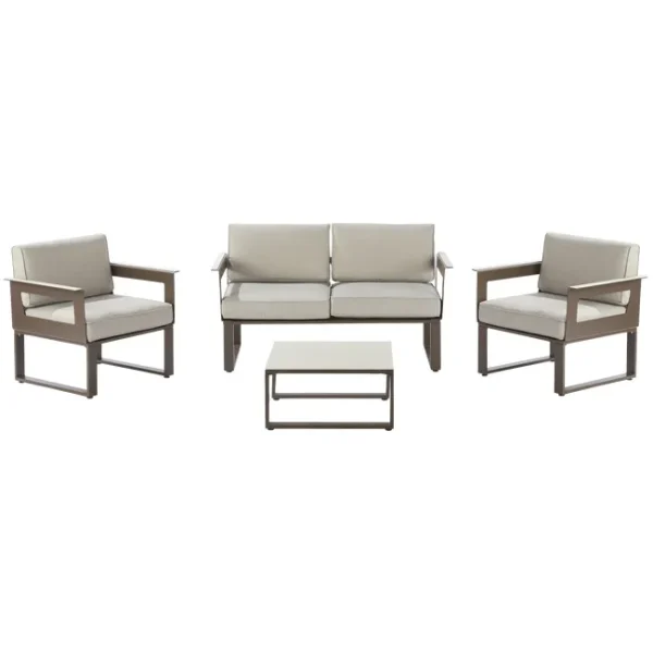 Conjunto jardim relax sofás e mesa alumínio moka Odyssea Naterial