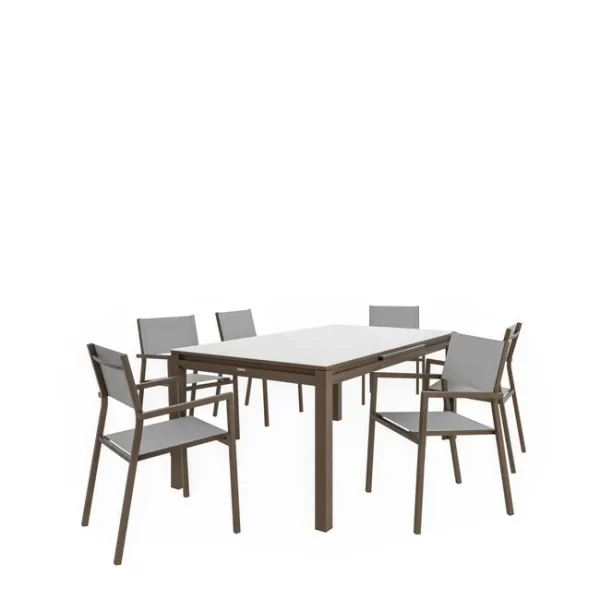 Mesa de alumínio NATERIAL ODYSSEA II EASY VIDRO 180/240X100CM MOKA