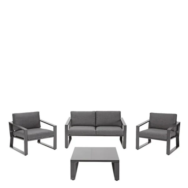 Conjunto jardim relax mesa e sofás aço cinza escuro Lyra Naterial